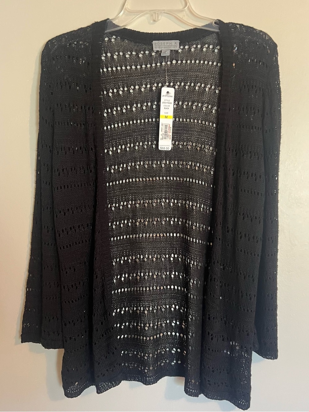 Joseph A Black Open-Front Eyelet Knit Cardigan
